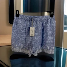 JOIE Sleepwear 🛍️Womens S PJ/Lounge Short Embroidered Scalloped Cotton NEW