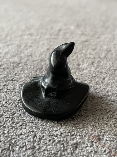 Black Obsidian Crystal/Gemstone Witch Hat Carving 1 1/4”
