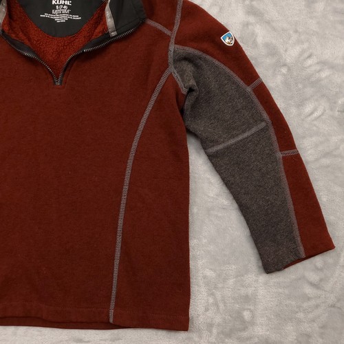 Kuhl Kashmira Sweater Boys Small 7-8 Red Fleece 1/4 Zip Pullover Missing Zipper - Picture 5 of 13