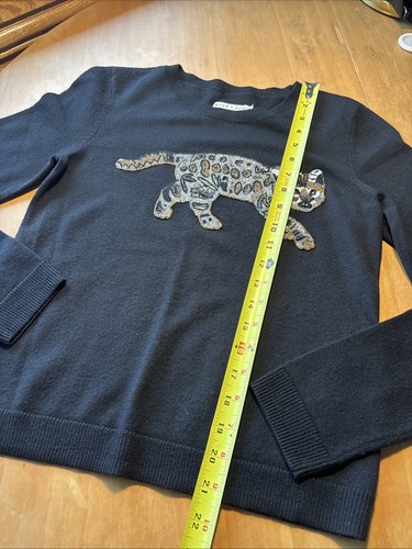 47 Alice + Olivia embellished Beaded Leopard Cat Wool Sweater Black XS purrfect! - Picture 8 of 11