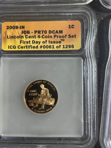 ICG PR 70 DCAM 2009 primo giorno di emissione lotto di 4 Lincoln cent 61 di 1295 - Foto 5 di 5