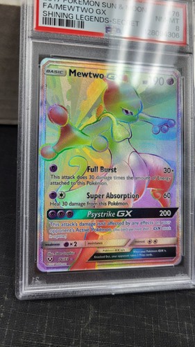 Pokémon MEWTWO GX SECRET 2017 arte completo Shining Legends S&M PSA 8 casi nuevo-como nuevo #76/73 - Imagen 4 de 8