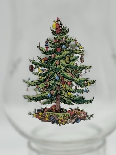 Spode Christmas Tree Set 2 Hurricane Candle Holders, Taper/Tea Light Centerpiece - Picture 2 of 7