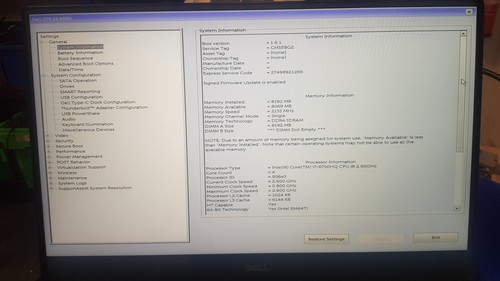Dell xps 15 9550 15.6" Laptop Intel Core i7-6700HQ 8GB 256GB SSD, NO OS - Picture 20 of 23
