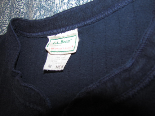 Vintage LL Bean Mens Medium Navy blue River Driver Henley Long Sleeve shirt Wool - Picture 5 of 11