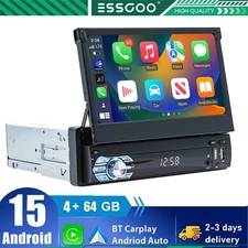 7" Car Stereo Radio Apple CarPlay/Android15 4+64G GPS 1 DIN Flip Out Touchscreen