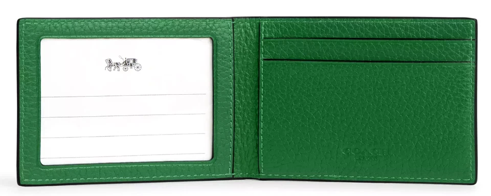 💚Coach Compact Billfold Wallet - CM167 Kelly Green Refined Pebble Leather - NWT - Image 2 of 4