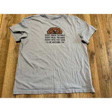Life Is Good T-Shirt Mens L Blue Adult Dog Gr...