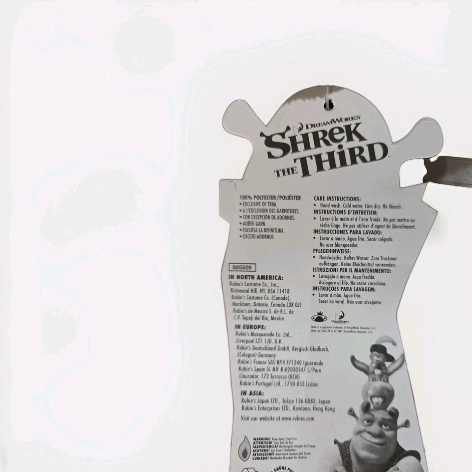 Shrek the Third Deluxe Fleece Shrek Costume SIZE SMALL 4-6, AGE 3-4 NEW WITH TAG - Image 3 of 3