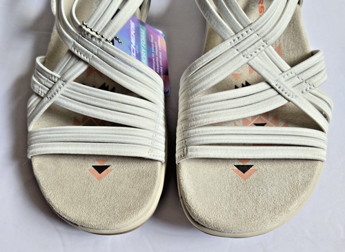 SKECHERS 163023 REGGAE SLIM STRETCH FIT SUNNYSIDE SANDALS WHITE WOMENS SZ 7 NIB - Picture 12 of 19
