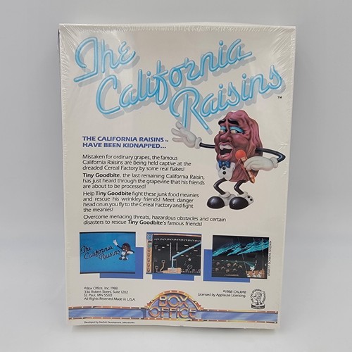 Vintage California Raisins IBM Box Office Floppy Disk Video Game Sealed New - Afbeelding 2 van 4