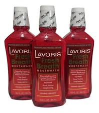 3 Lavoris Fresh Breath Mouthwash Original Cinnamon   16.9 oz (500 ml) Lot of 3