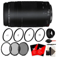 Canon EF 75-300mm f4-5.6 III Lens for EOS Rebel 70D 60D T5 T6i T3i Accessory Kit