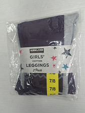 Kirkland Signature 2-Pack Girls Cotton Leggings Purple Hearts / Gray Size 7/8