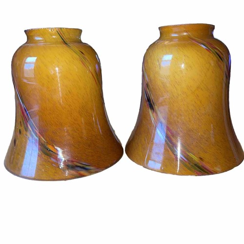 Apliques de vidrio artístico lámparas de tono dorado estilo Murano vidrio recubierto blanco en el interior - Imagen 5 de 8