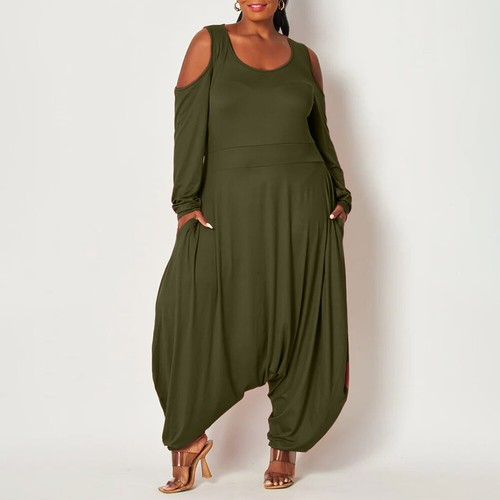 Women Ladies Long Sleeve Harem Draped Jumpsuit Playsuit Baggy Lagenlook Romper - Picture 22 of 22