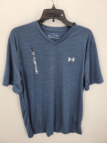 Under Armour Shirt Herren Large Blau Kurzarm Outdoor Loose Heatgear Active