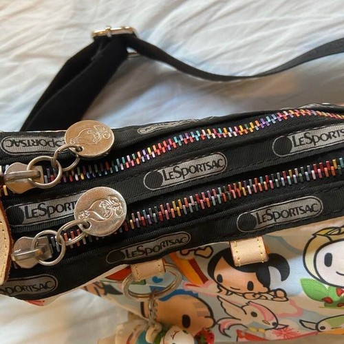 LeSportsac Tokidoki Mini Handbag Pouch Yellow With Mascot Ladies Japan - Picture 3 of 4