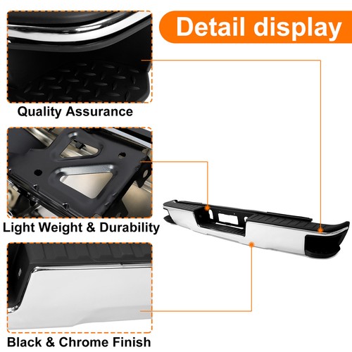 For 2014-2018 Silverado/ Sierra 1500 Chrome Rear Step Bumper w/o Sensor Holes - Picture 9 of 14