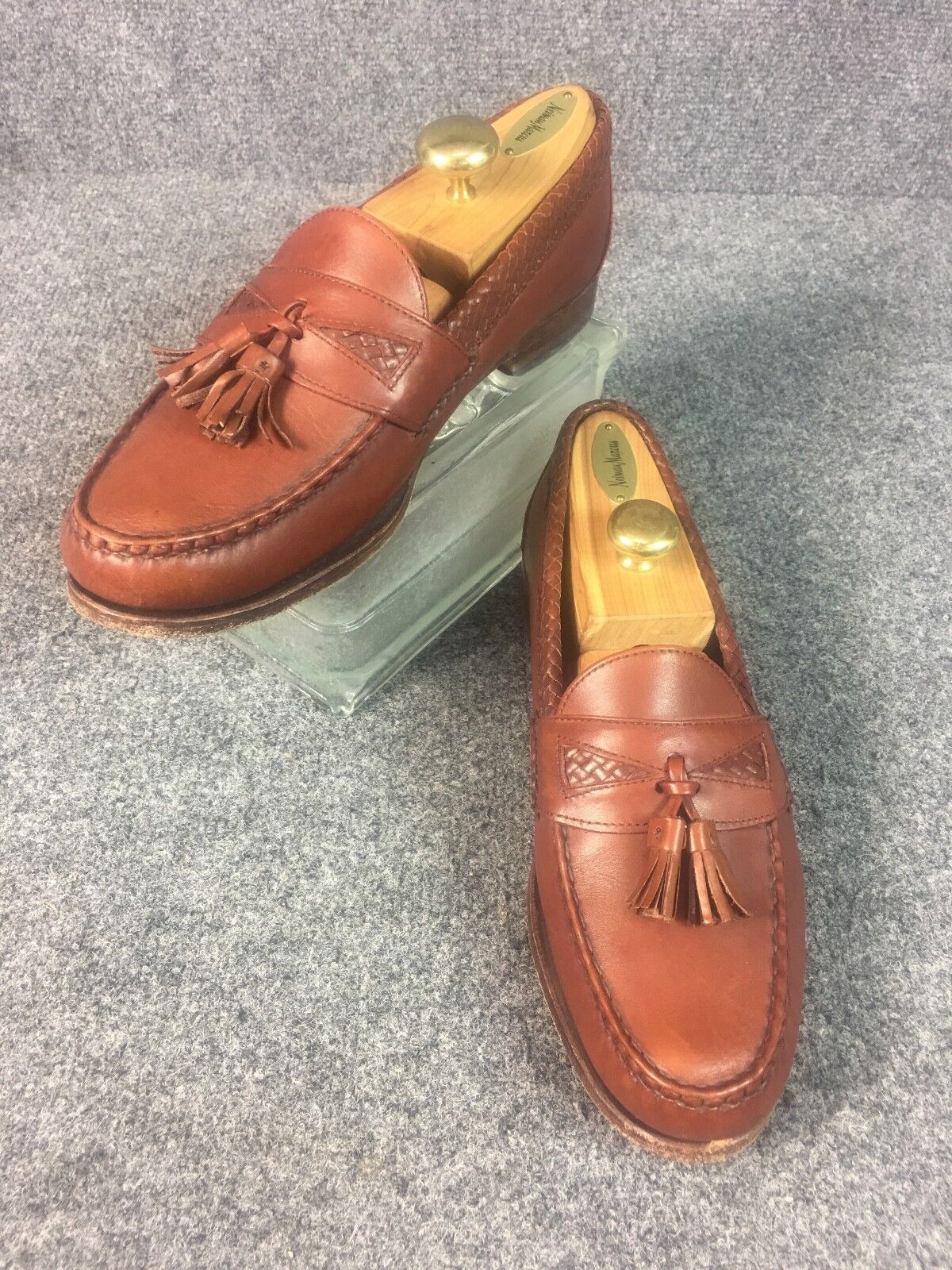 * Allen Edmonds * Maxfield Tassel Woven Brown Pelle Loafers 9.5 D MINT!