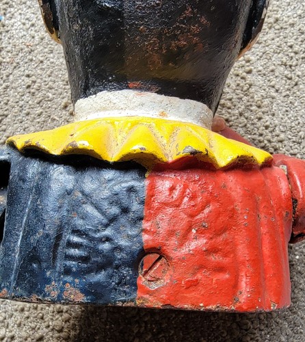 Vintage Gusseisen Zirkus Clown Humpty Dumpty mechanische Bank EXC - Bild 5 von 6
