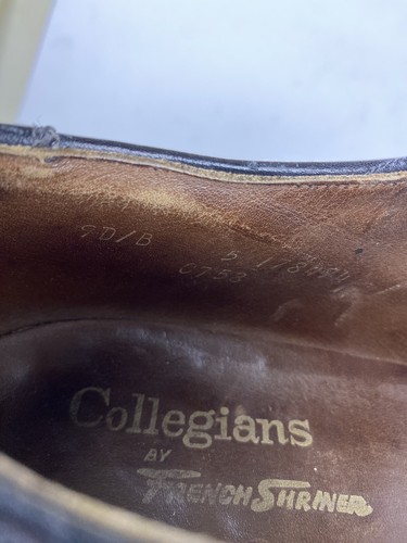 French Shriner Collegians Mens Shoes Derby Long Wingtip Black Leather  9 D/B - Picture 12 of 13