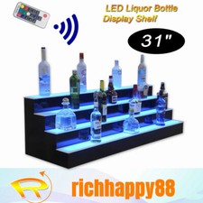 4-Tiers LED Lighted Bar Stage Display Adjustable Glowing Liquor Bottle Shelf