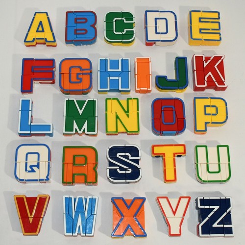 Vintage Alpha-Bots Transforming Robot Transformer 26 Letter Set From 1985 0421! - Picture 1 of 4