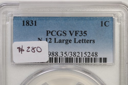 1831 N-12 R-1 PCGS VF 35 Lg Letters Matron or Coronet Head Large Cent Coin 1c - Picture 3 of 3