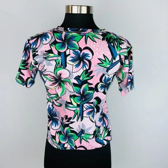 Adidas T-Shirt Girls Tropical Floral Printed Short Sleeve T-Shirt XL 16 - Image 4 of 4