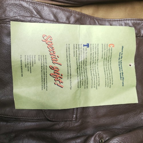 US AIR FORCE COOPER FLYERS HERREN LEDER BOMBER TYP A2 JACKE 46R Original Etikett - Bild 19 von 22