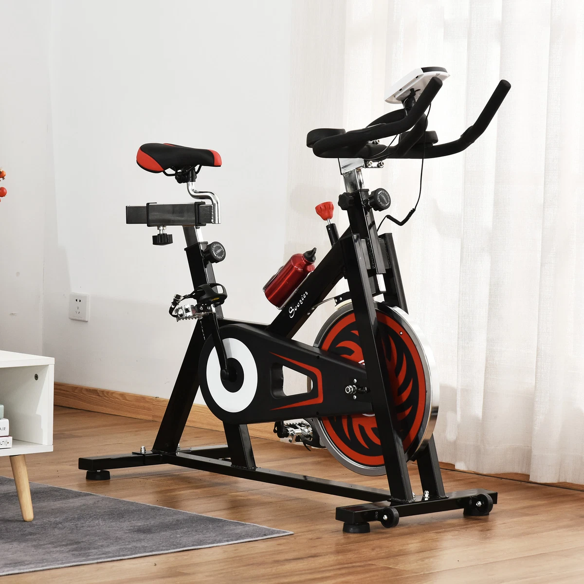 Soozier upright stationary exercise cycling bike with lcd monitor discount