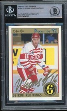 Vladimir Konstantinov Signed 1991-92 O-Pee-Chee Premier Card #155 BAS Slabbed