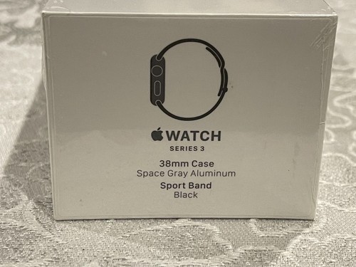 NEW Apple Watch S3 Series 3 38mm Space Gray Aluminum Case Black Sport Band (GPS) - Picture 2 of 2
