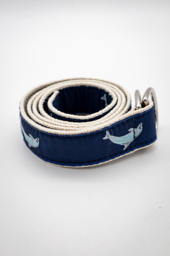 Ceinture Nautique Coton D-Ring Imprimé Dauphin Taille M Cuir Homme Essex, CT Coastal