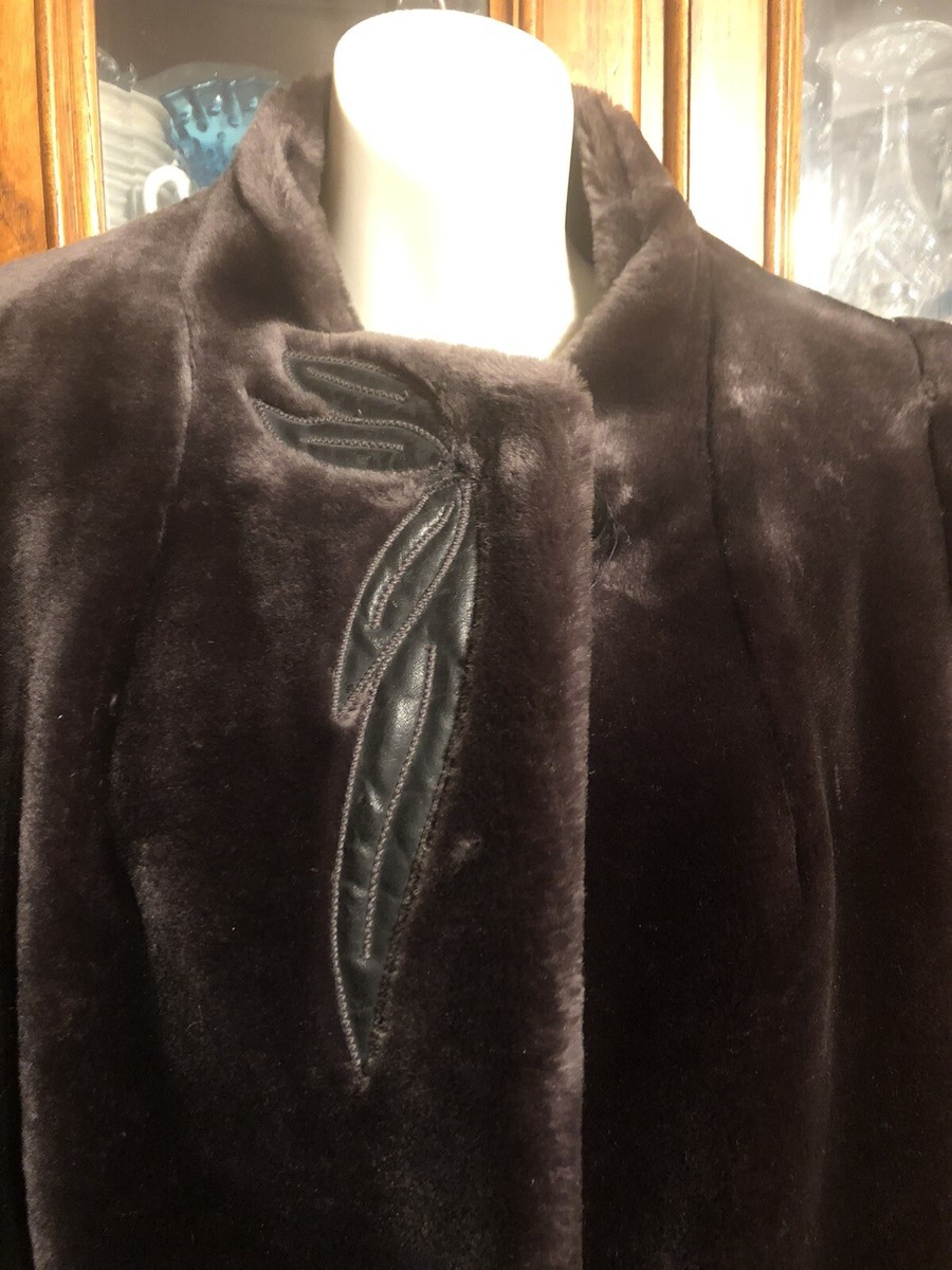 SASSON NY PARIS Women's Faux Fur vintage brown swing coat SASSON NY PARIS Women's Faux Fur vintage brown swing coat