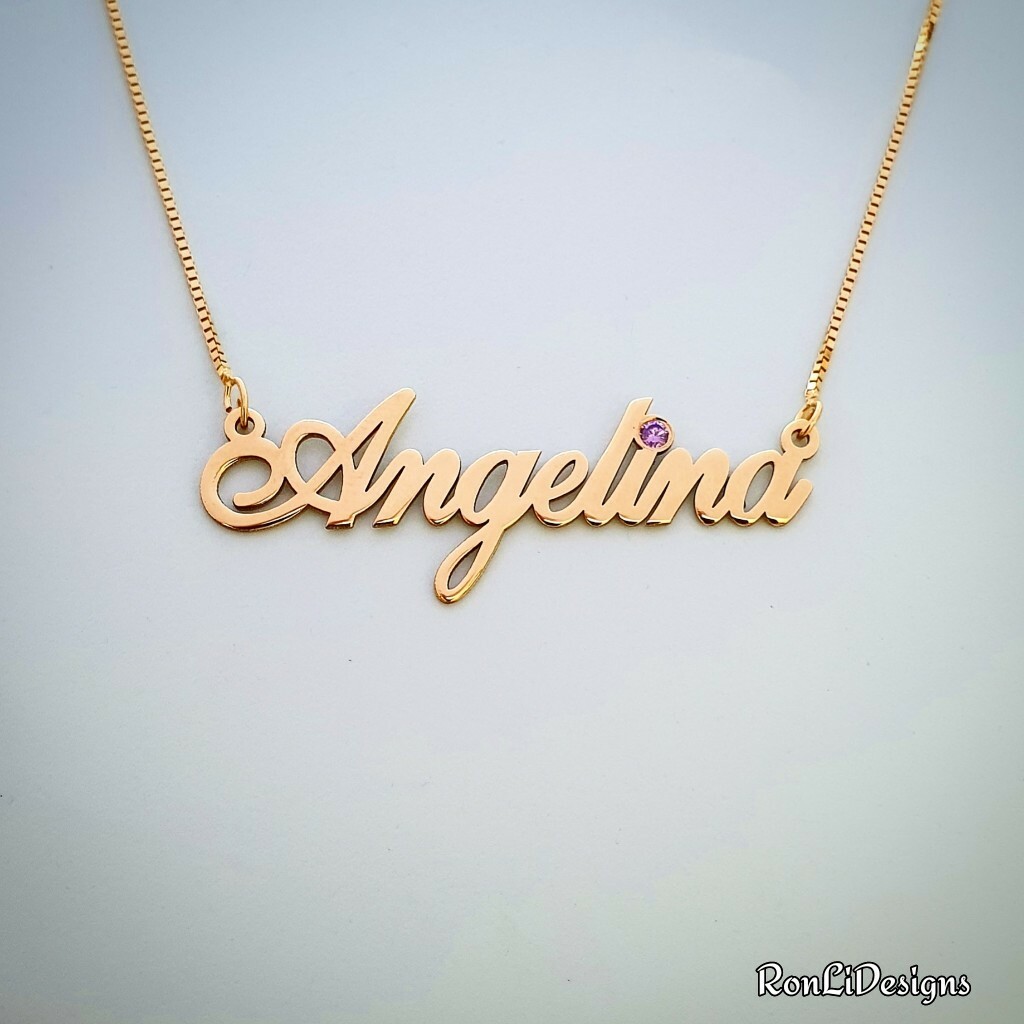 Real Gold 14k Classic Name Necklace eBay