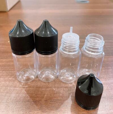 Leere 30 ml MOLLIGE Plastikflaschen im Gorilla-Stil + Spitzen + schwarze Verschlüsse UK LAGER