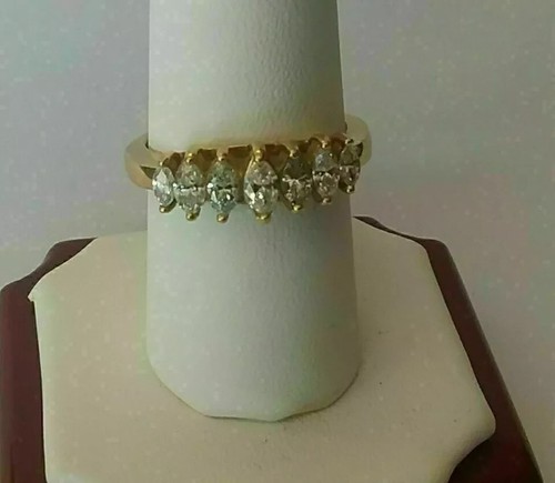 2.50Ct Lab-Created 7-Stone Engagement Wedding Band Ring 14k Yellow Gold Finish - Picture 3 of 3