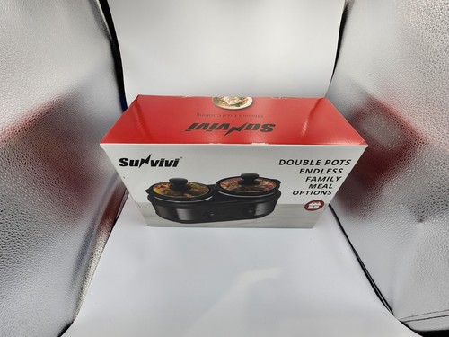 Double Slow Cooker,2 Pot Small Mini Crock Buffet Servers and Warmer,Dual Pot ... - Picture 3 of 12