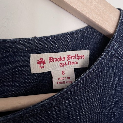 Brooks Brothers Red Fleece Denim Chambray Sz 6 Short Sleeve Pocket Shift Dress - Picture 4 of 14