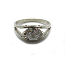 Stylish Sterling Silver Ring Solid 925 With 9x7mm Cubic Zirconia Handmade