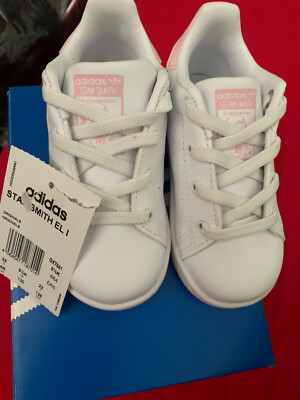 New Boxed Adidas Original Stan Smith C Baby Infant Size UK Pink/White  UK