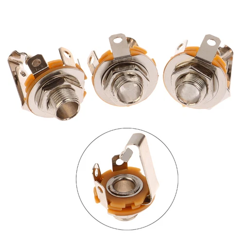 5PCS 1/4" Female Panel Mount Power Socket Connector Mono Audio Cable Jack Plug