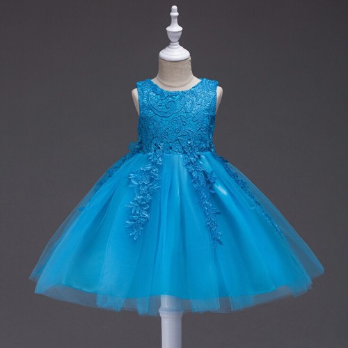 UK Baby Girls Bridesmaid Lace Tutu Dress Princess Party Bow Kids Wedding Dresses - Picture 16 of 18