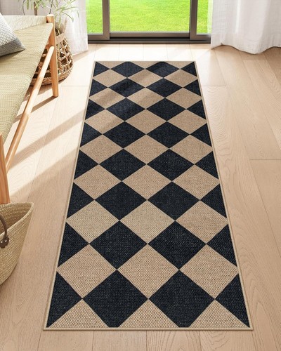 Modern Easy Jute Runner Rug 2x6 - Indoor/Outdoor Stain Resistant & Washable - Picture 3 of 9