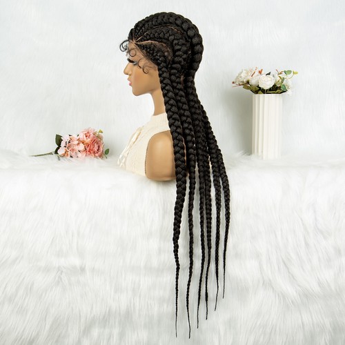 Transparent Full Lace Braided Wigs Synthetic Lace Front Wig Knotless Braids Wigs - Picture 13 of 14
