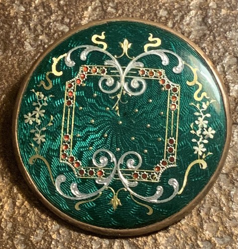 Alte Brosche Emaille Bressans Blumendekor Regionalschmuck Trachtenschmuck - Bild 1 von 8