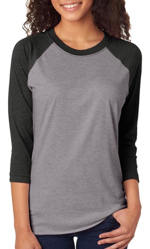 Next Level - UNISEX 3/4 Arm Raglan Baseball T-Shirt Tri Blend Plain Tee 6051 - Bild 34 von 50