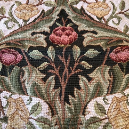 Aubusson Style Needlepoint Pillow Cover Art Nouveau Deco Petit Point Floral Foli - Picture 5 of 9